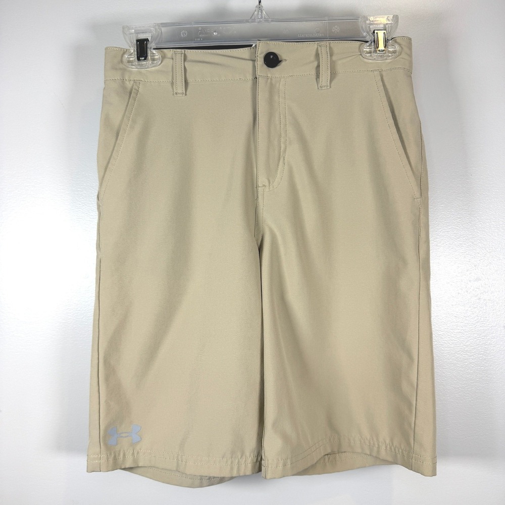 Under Armour Tan Khaki Golf Shorts‎ Boys 12 UASGK38F-271 Adjustable Waist